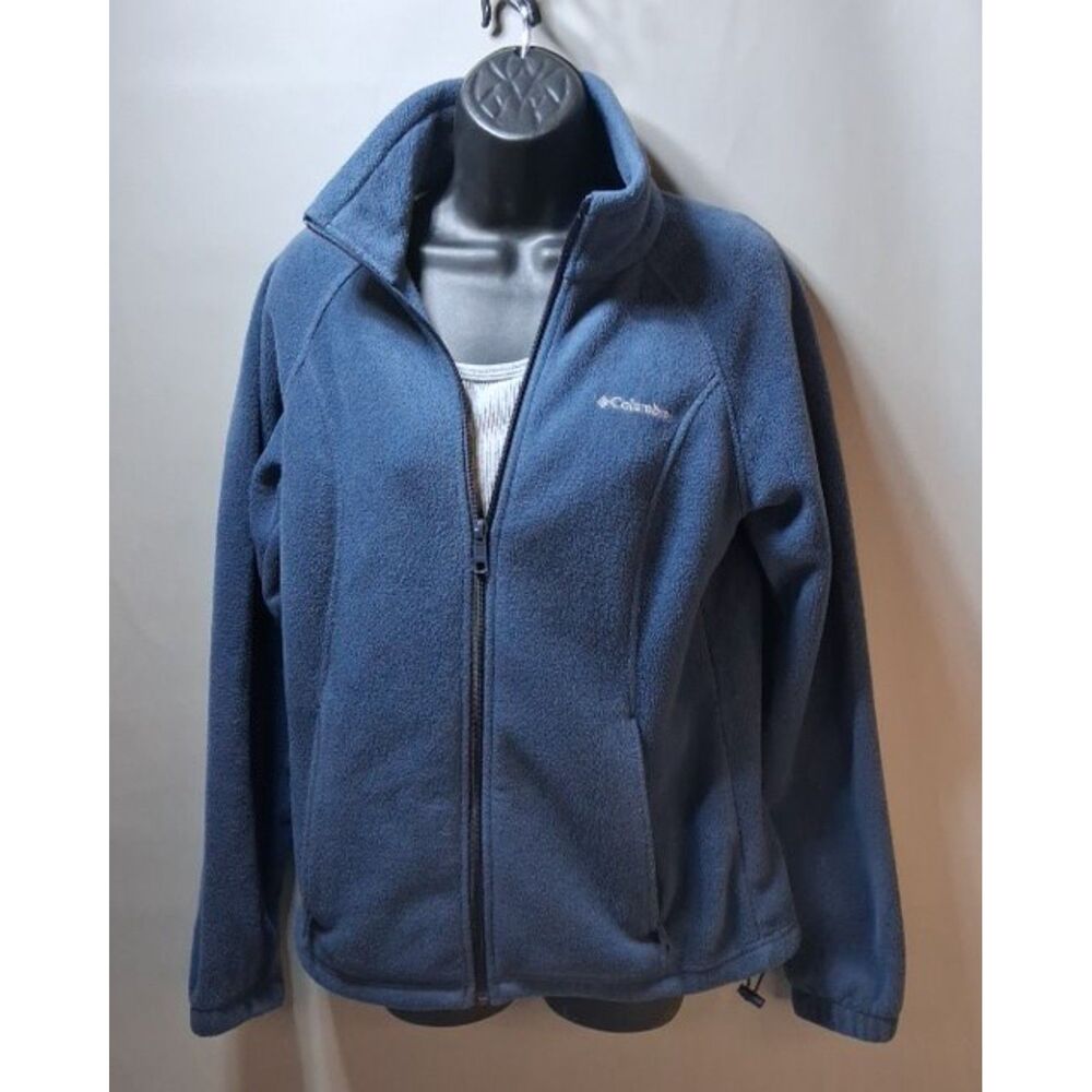 Columbia Benton Springs Slate Blue Full Zip‎ Fleece Jacket Mock Neck Coat Medium